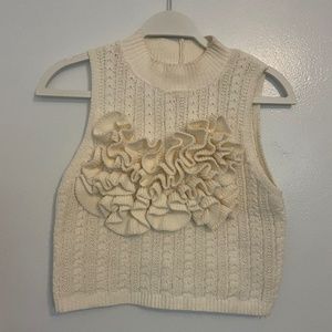 Zara sleeveless chenille top sweater | Cream | Size Medium